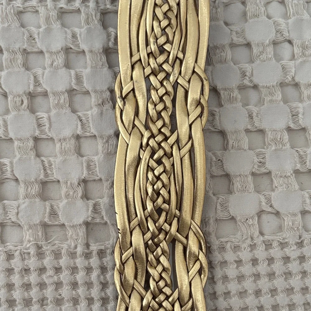 NWT Nine West Gold Tone Metallic Woven Belt with Decorative Buckle Size L/XL - Picture 7 of 16